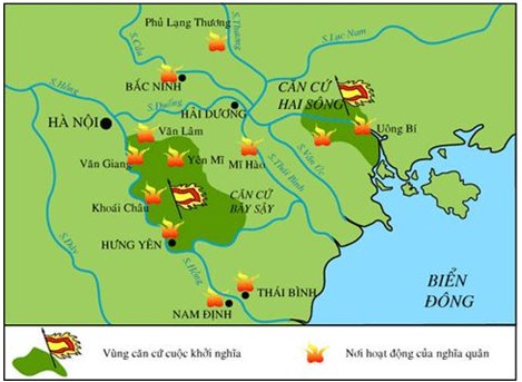 Lược đồ địa bàn chiến đấu của nghĩa quân Bãi Sậy