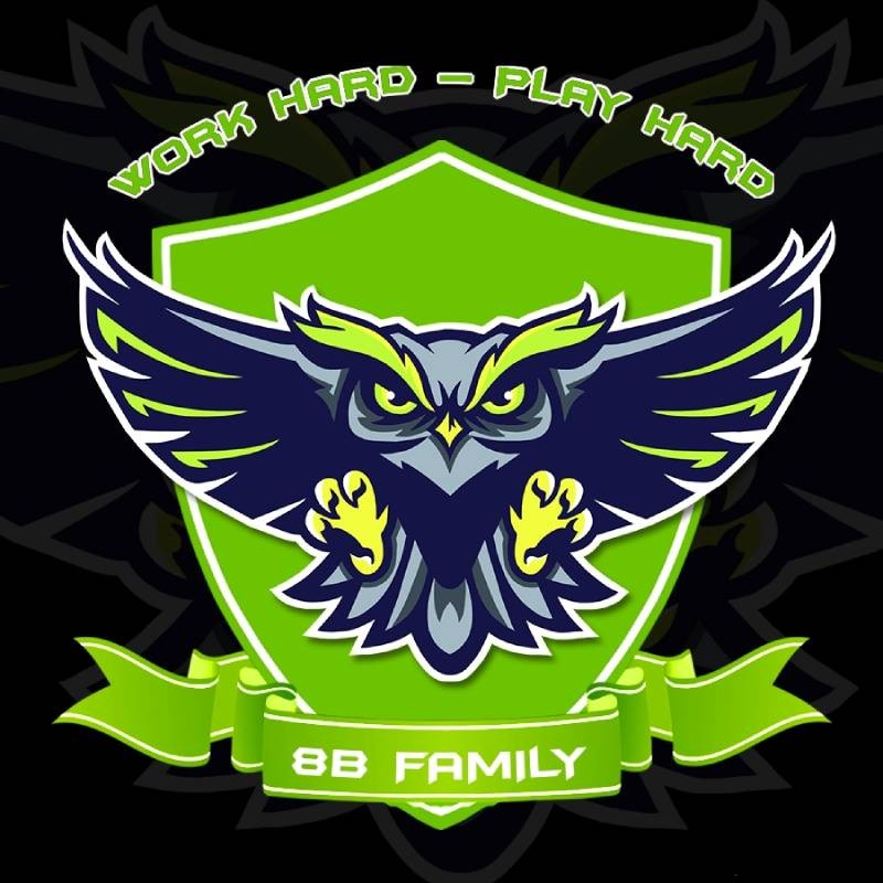Logo lớp 8B hình chim cú phá cách, tinh nghịch