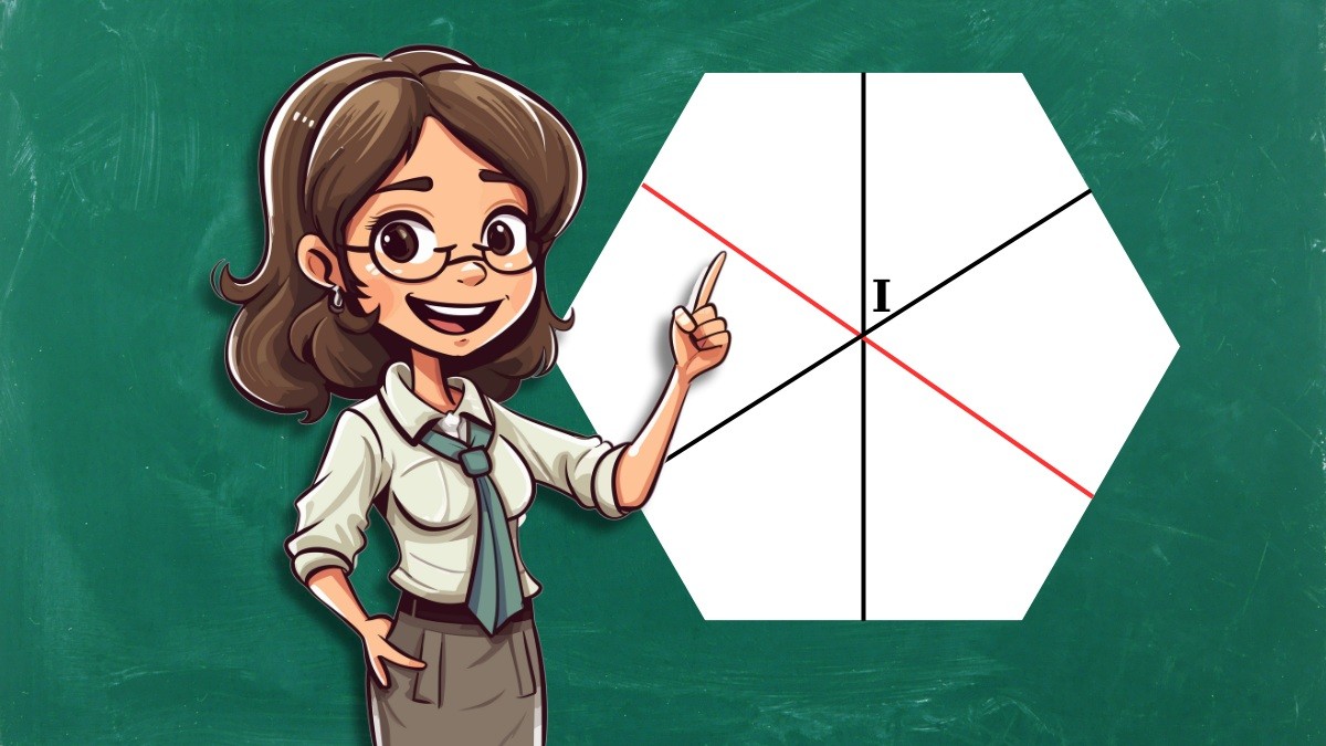 Các trục và tâm đối xứng của hình lục giác đều