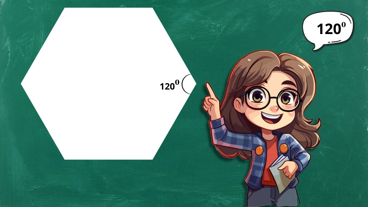 120 độ là số đo góc trong của lục giác đều