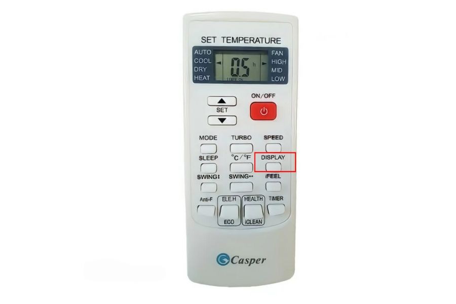 Nút Display trong điều hòa Casper có chức năng tắt/bật màn hình đèn LED trên dàn lạnh.