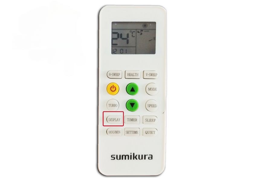 Phím Display điều hòa Sumikura có tác dụng khởi động hoặc tắt màn hình đèn LED.