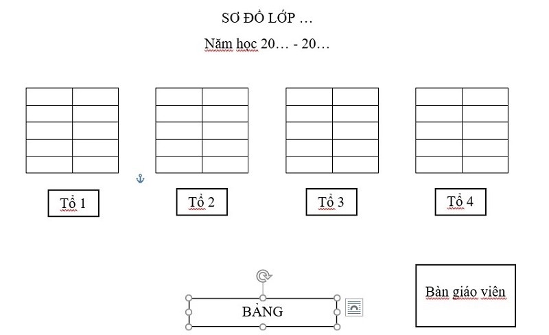 Tạo Bàn Giáo Viên, Bảng Và Mũi Tên Cửa Ra Vào Trong Sơ Đồ Lớp Học