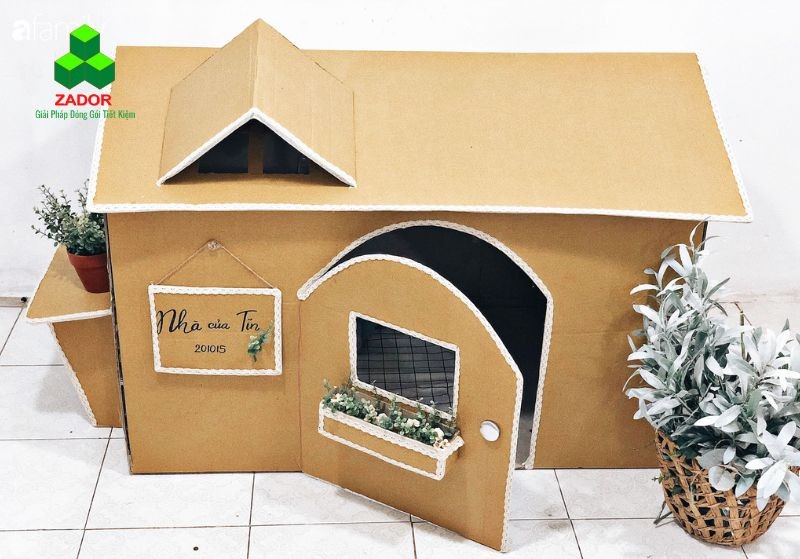 tái chế hộp giấy làm khung số nhà