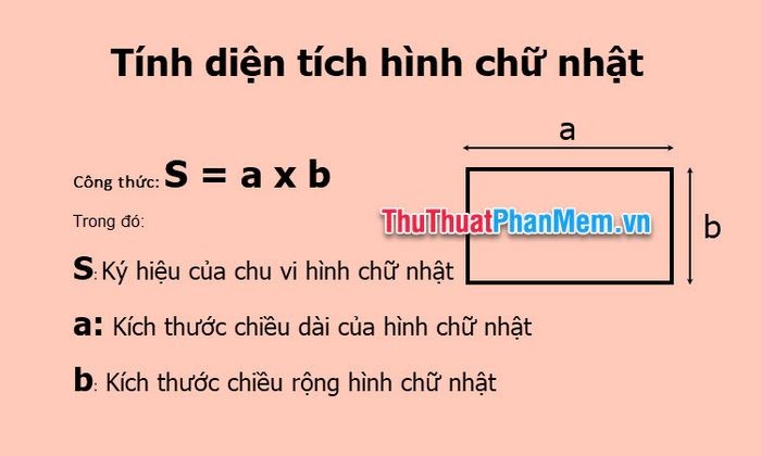 Công thức tính diện tích hình chữ nhật