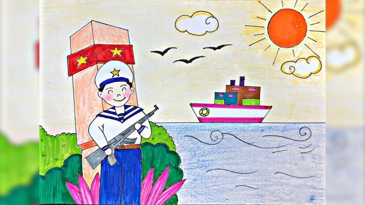 Hình ảnh chú bộ đội hải quân gác đêm trên biển, bảo vệ sự bình yên cho Tổ quốc