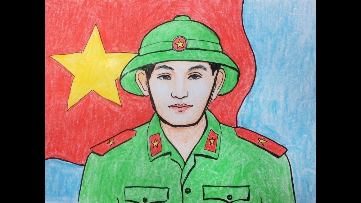 Tranh vẽ về buổi lễ chào cờ Tổ quốc