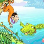 Ảnh minh họa tình bạn giữa khỉ và cá sấu trong truyện quả tim khỉ.