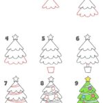 Vẽ cây thông Noel đơn giản