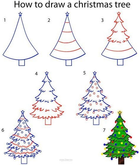 Ý tưởng vẽ cây thông Noel sáng tạo