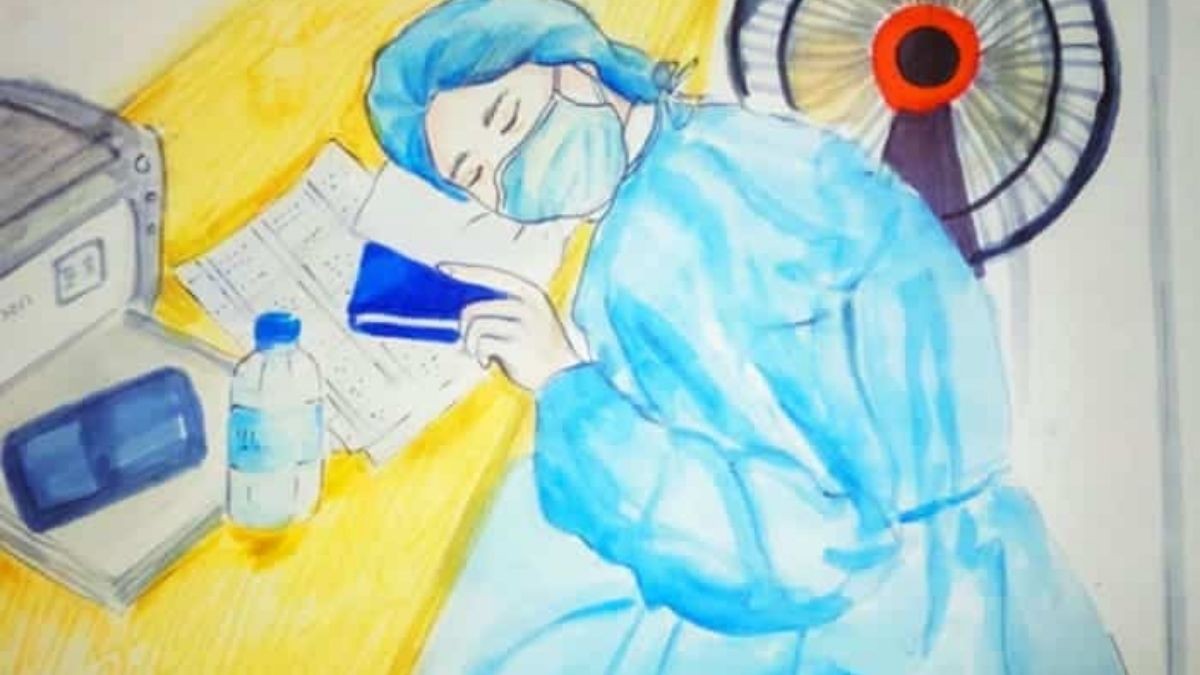 Tranh vẽ bác sĩ khám bệnh