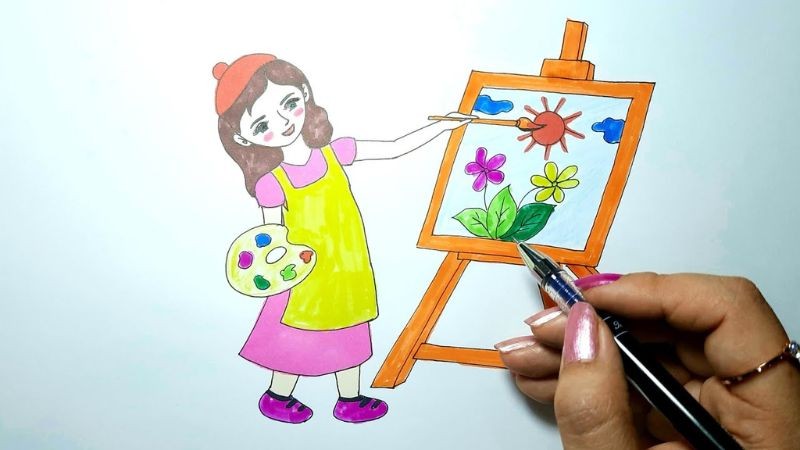 Tranh vẽ thể hiện ước mơ trở thành họa sĩ nhí