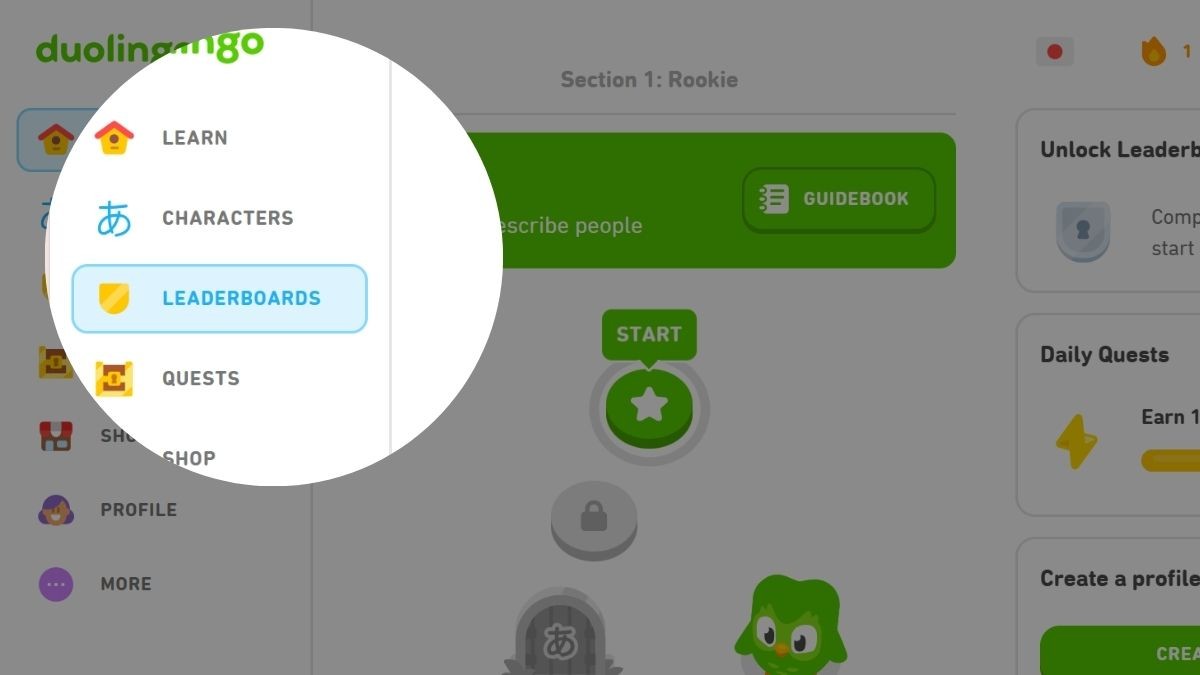 Cách xem bảng xếp hạng Duolingo trên máy tính bước 2