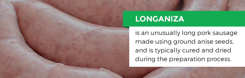 Xúc xích Longaniza thịt heo là một loại xúc xích thịt heo dài bất thường được làm bằng hạt hồi xay, và thường được ướp và sấy khô trong quá trình chuẩn bị
