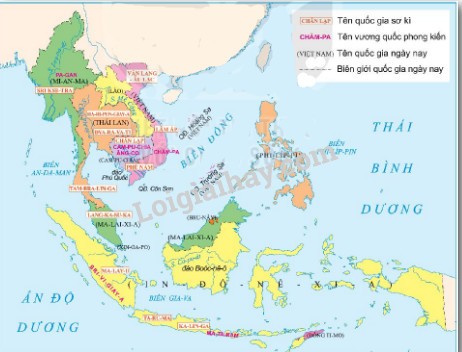 Bản đồ các vương quốc phong kiến Đông Nam Á