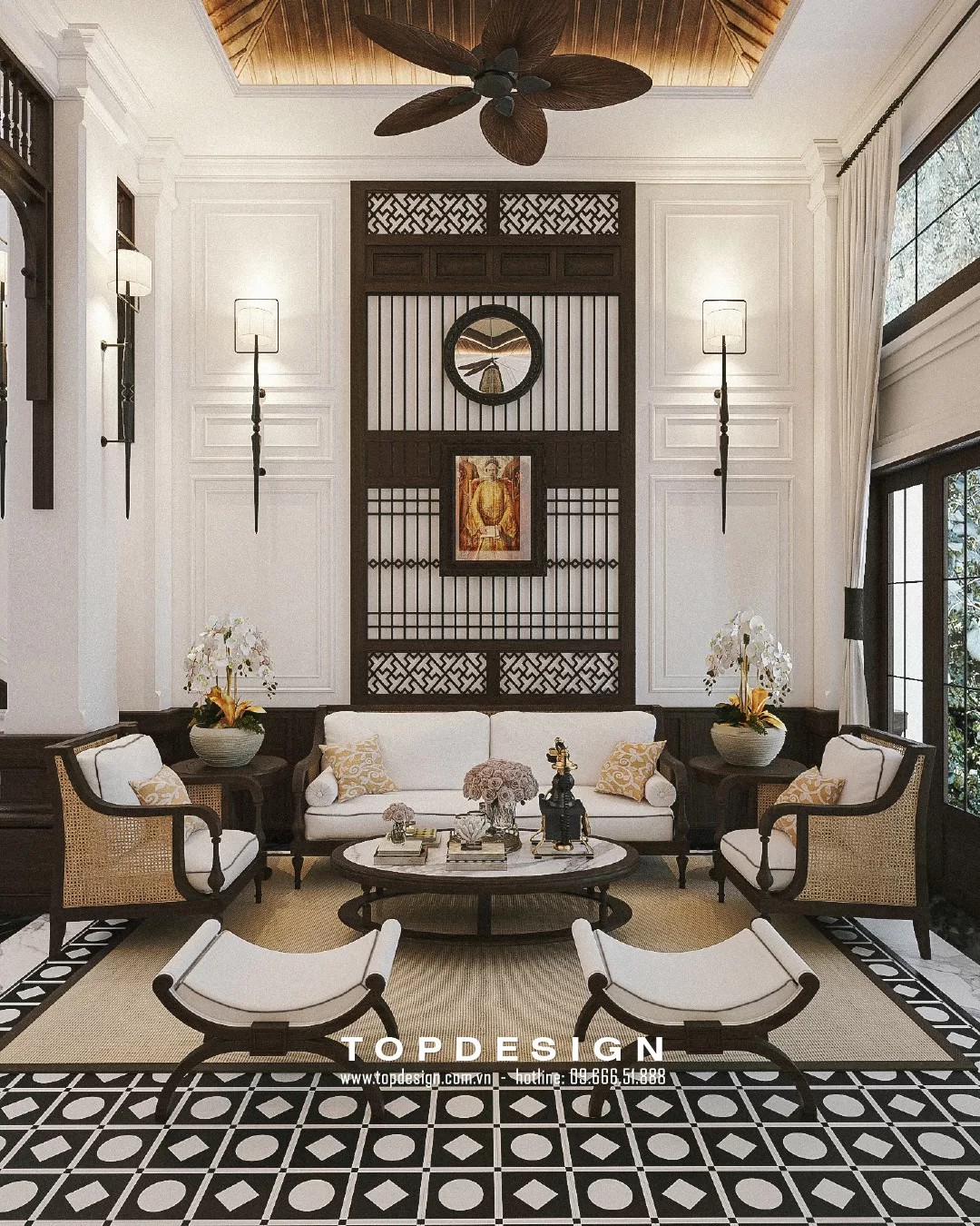 Thiết kế nội thất nhà phố Indochina Bùi Thị Xuân