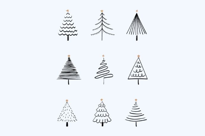 Mẫu vẽ cây thông Noel đơn giản, dễ thương và phù hợp với trẻ em