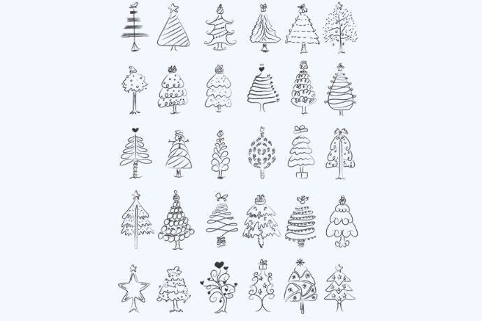 Các mẫu vẽ cây thông Noel đơn giản với nhiều phong cách khác nhau
