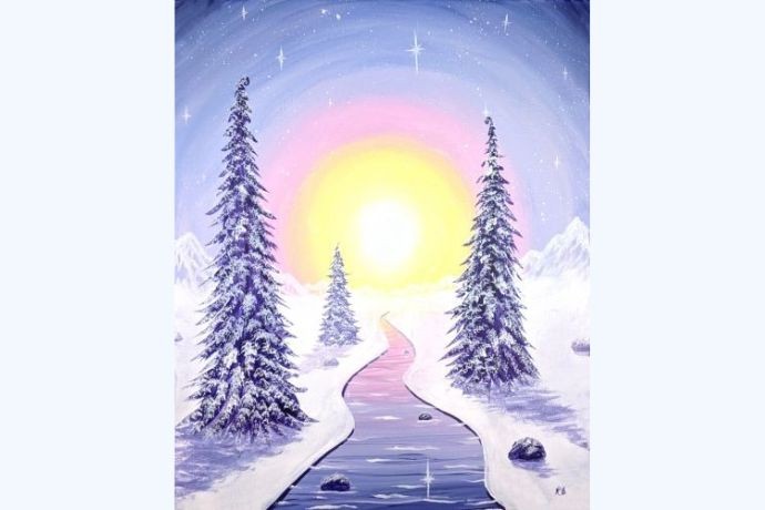 Tranh vẽ cây thông Noel với phong cách pop art, nổi bật và cá tính