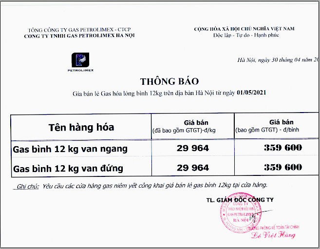 Các loại bình gas Petrolimex
