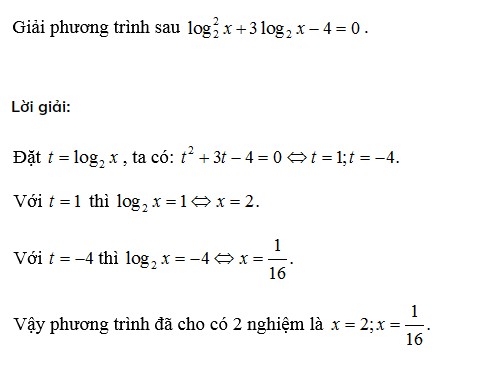 Ví dụ giải phương trình logarit cơ bản