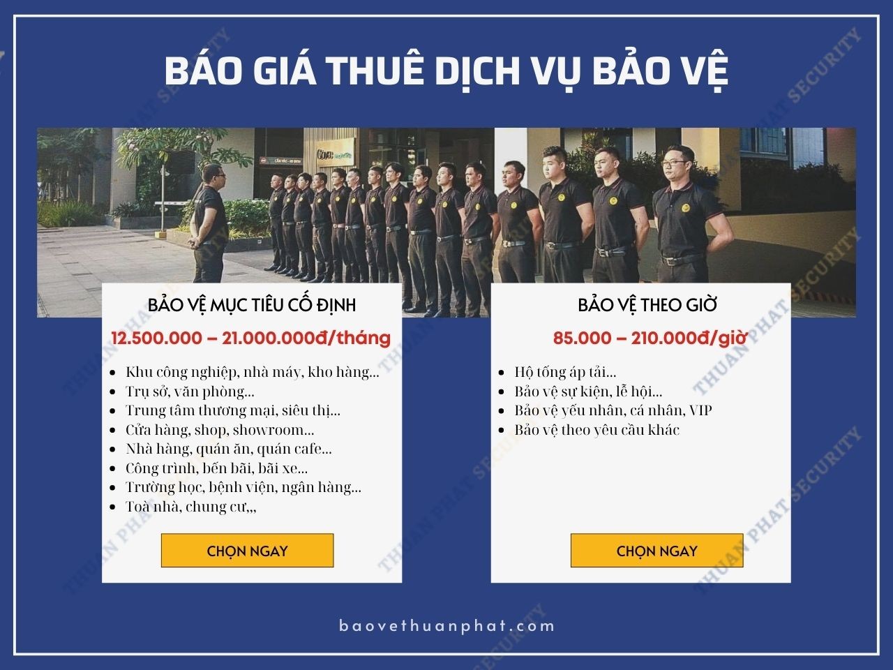 Bảng giá thuê bảo vệ