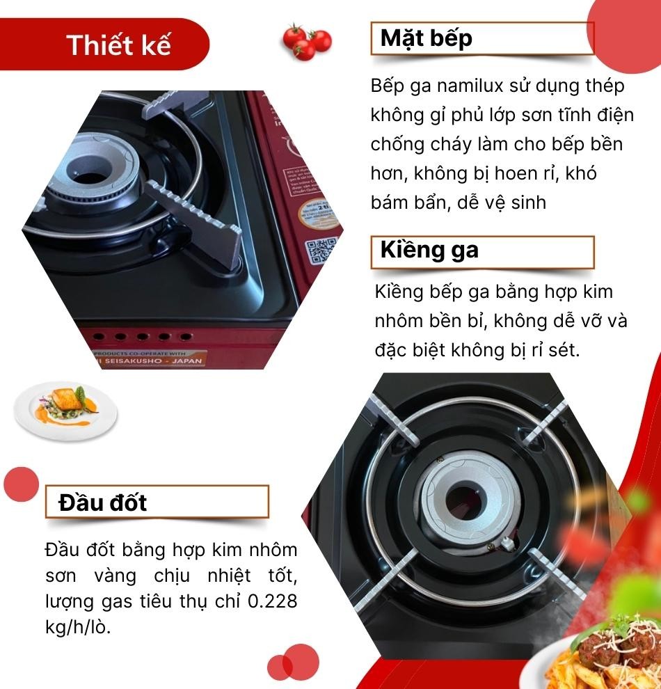 Bếp gas mini Namilux với hệ thống đánh lửa magneto siêu nhạy
