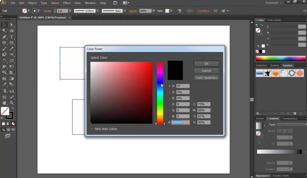 Minh họa cách thay đổi màu sắc và đường viền của hình bình hành trong Adobe Illustrator