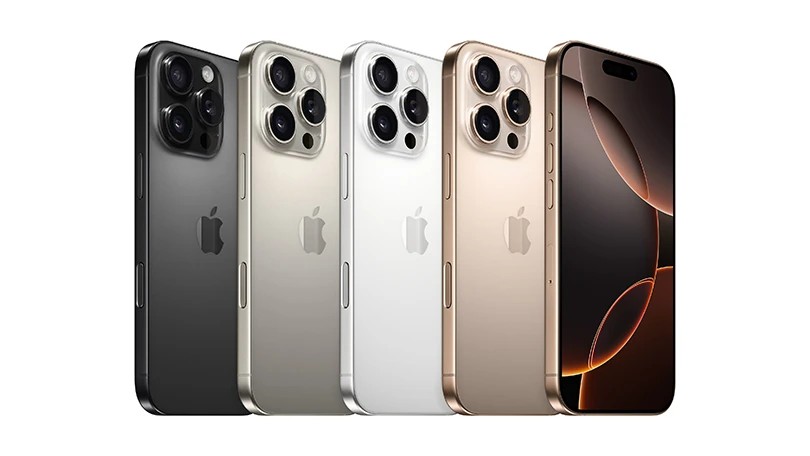 iPhone 16 Pro và 16 Pro Max với 4 màu titan sang trọng: Titan Đen, Titan Trắng, Titan Tự Nhiên và Titan Sa Mạc