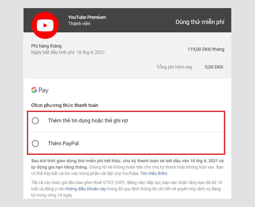 Cách đăng ký tài khoản Youtube Premium tại Việt Nam