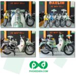 Xe Cub 50cc màu xanh dương, kiểu dáng cổ điển, phù hợp cho học sinh, sinh viên và người lớn tuổi