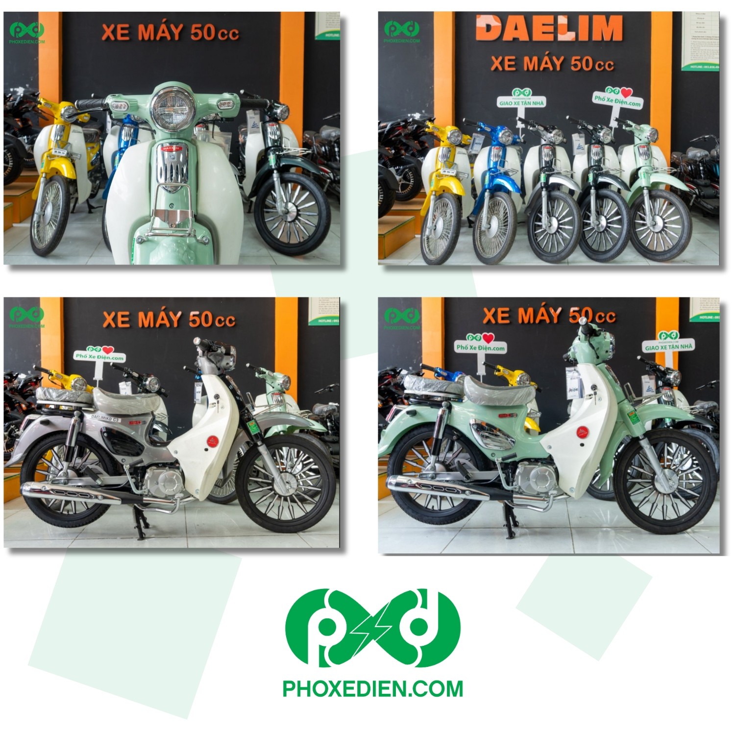 Xe Cub 50cc màu xanh dương, kiểu dáng cổ điển, phù hợp cho học sinh, sinh viên và người lớn tuổi