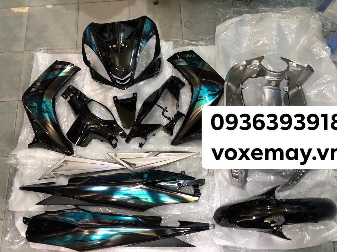 Dàn áo Exciter 2010 màu đen xanh tem Candy