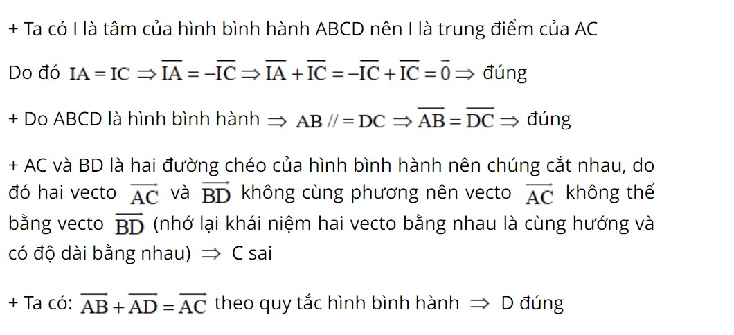 Lời giải chi tiết ví dụ 2 về quy tắc hình bình hành