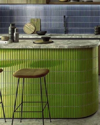 Gạch mosaic thẻ que (stackbond) ốp tường nhà tắm tạo vẻ đẹp hiện đại và độc đáo