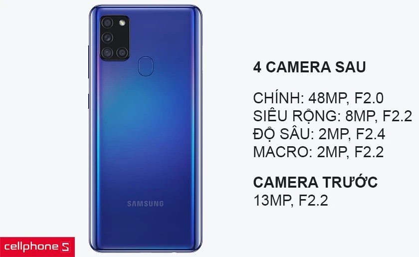 Mặt lưng và màu sắc của Samsung Galaxy A21s