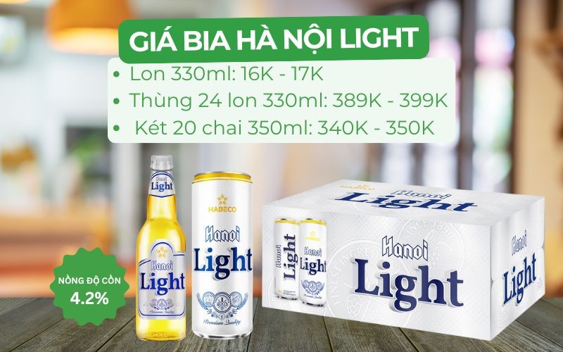 Bia Hà Nội Light, vị êm dịu, hương thơm tự nhiên, giá cả hợp lý
