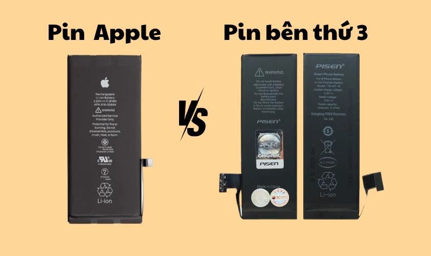 Các loại pin iPhone 8 Plus phổ biến: Pisen, Orizin, Energizer