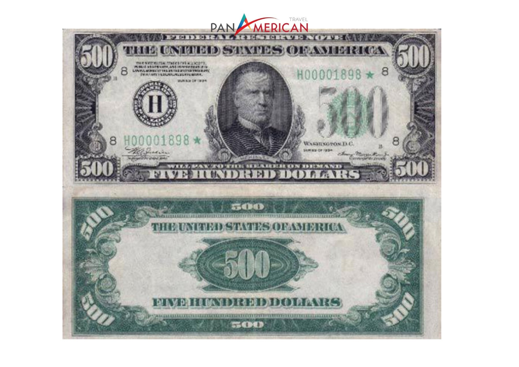 Hình ảnh tờ 500 đô la Mỹ với chân dung William McKinley