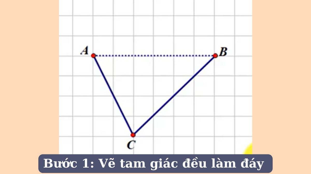 Vẽ hình chóp tam giác đều bước 1