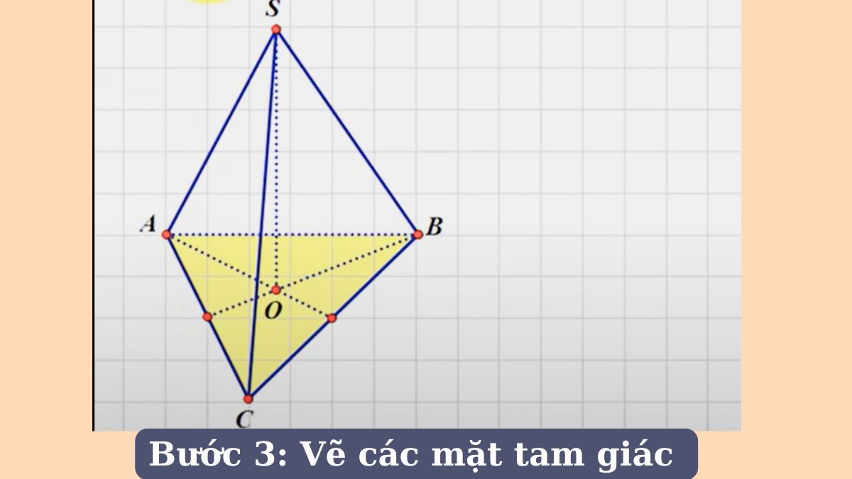 Vẽ hình chóp tam giác đều bước 3