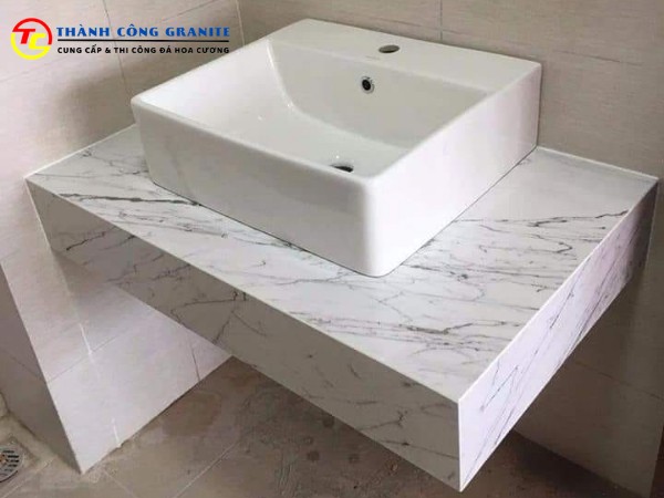 Mẫu đá hoa cương trắng làm lavabo