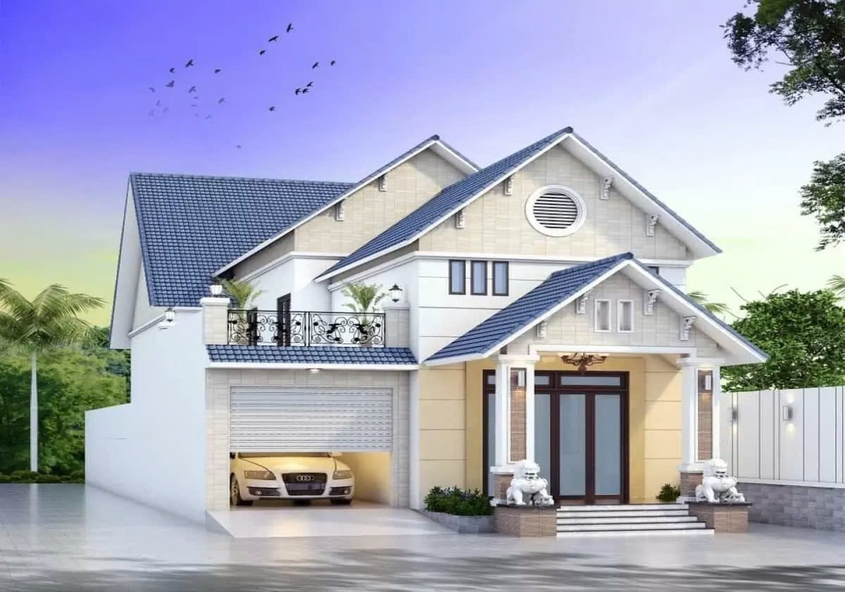 Mẫu nhà cấp 4 có gara tiện nghi