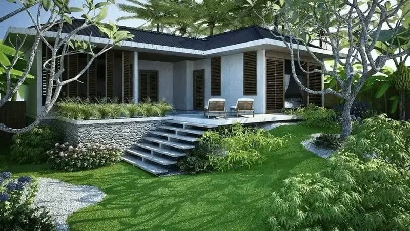 Mẫu nhà cấp 4 có sân vườn thoáng đãng