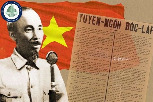 Hình ảnh minh họa Chủ tịch Hồ Chí Minh đang đọc Tuyên ngôn Độc lập tại Quảng trường Ba Đình năm 1945