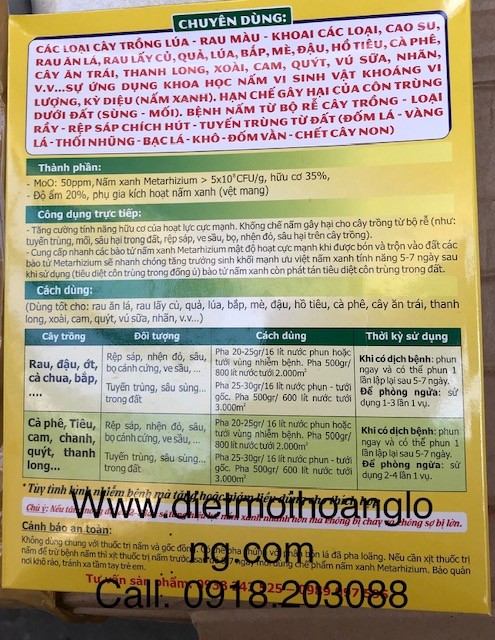 Chế phẩm sinh học cho cây trồng, nấm xanh pisomix 308