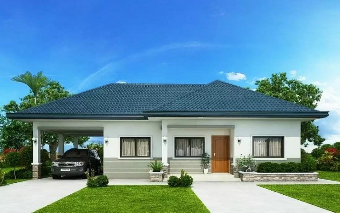 Nhà cấp 4 có gara để xe ô tô, xe máy rộng rãi