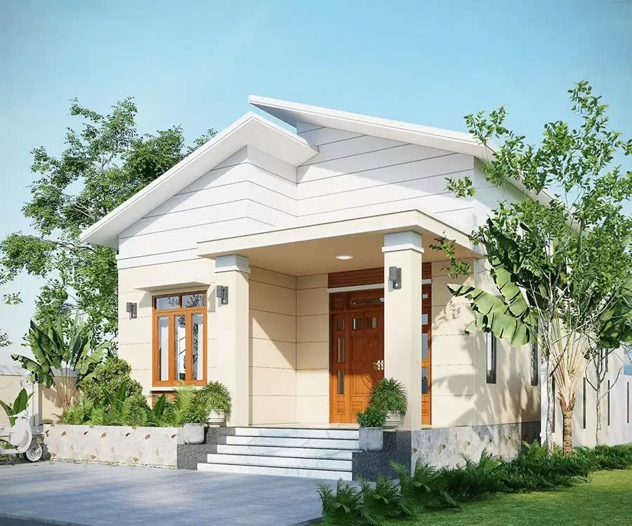 Mẫu nhà cấp 4 mái lệch độc đáo
