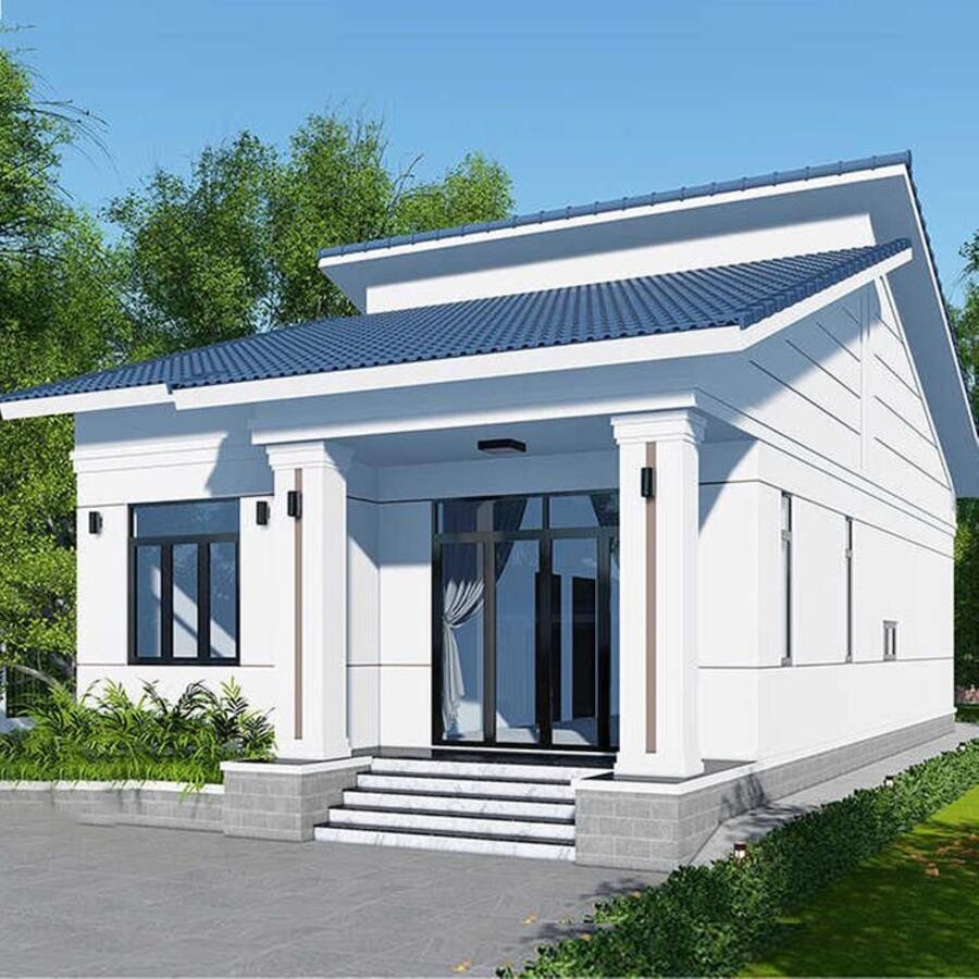 Mẫu nhà cấp 4 thiết kế mái tôn tiết kiệm chi phí