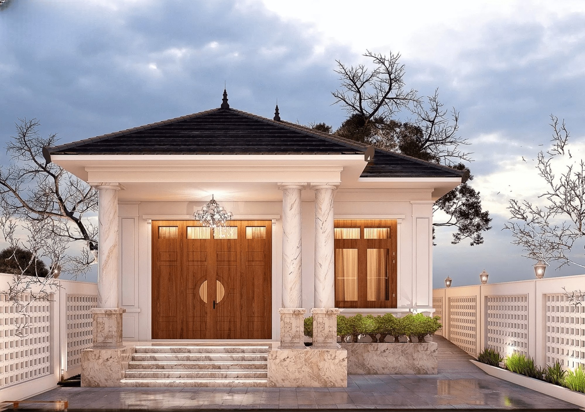 Mẫu nhà mái Nhật 3 phòng ngủ đơn giản, thanh lịch